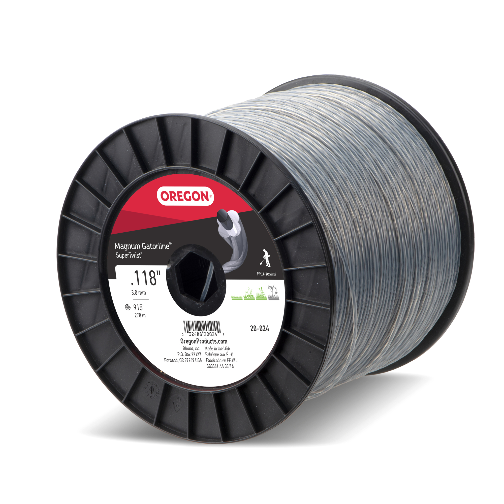 Oregon, SuperTwist Magnum Gatorline Trimmer Line, Line Diameter 0.118 in, Line Length 915 ft, Model# 20-024